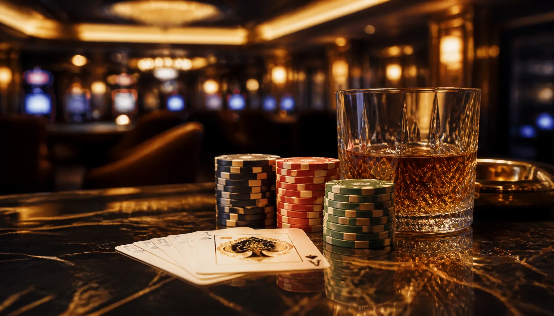 Cinematic close-up of gleaming gold coins mid-spin on a dark velvet surface with dramatic warm bokeh lighting
